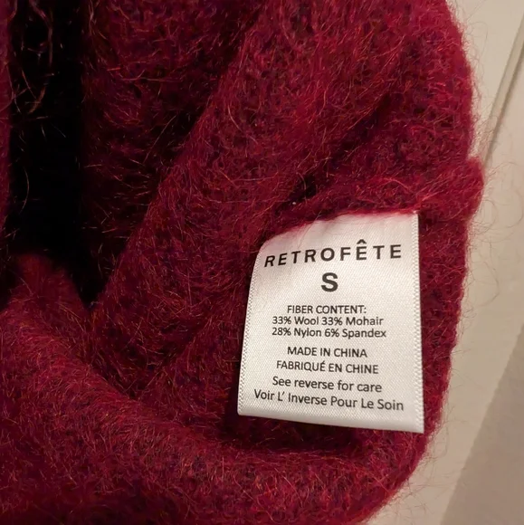 Retrofete Marve Elegant Burgundy Sweater with Button Detail Small NWOT